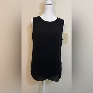 Chico’s Women’s Asymmetrical Sleeveless Black Top Zipper In the Back Sz 0 US 4/6